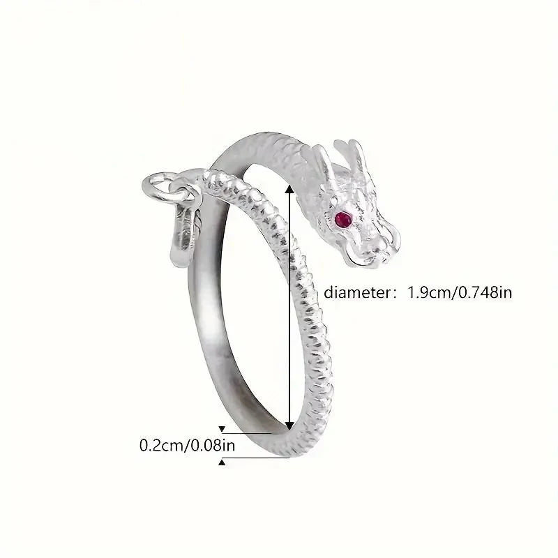 Punk Adjustable Fine Rings Dragon Design Cubic Zirconia Copper Rings for Women Men Symbol of Power and Fortune