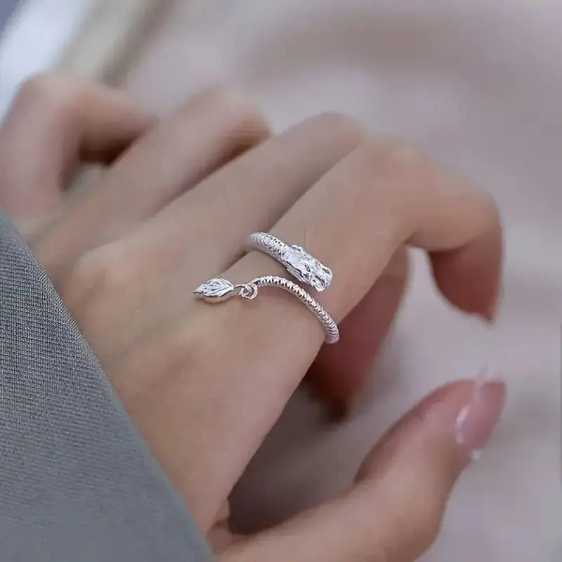 Punk Adjustable Fine Rings Dragon Design Cubic Zirconia Copper Rings for Women Men Symbol of Power and Fortune