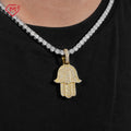 GRA Certificate Hiphop Moissanite Charm Pendant 925 Silver VVS Iced Out Diamond Hamsa Hand Pendant
