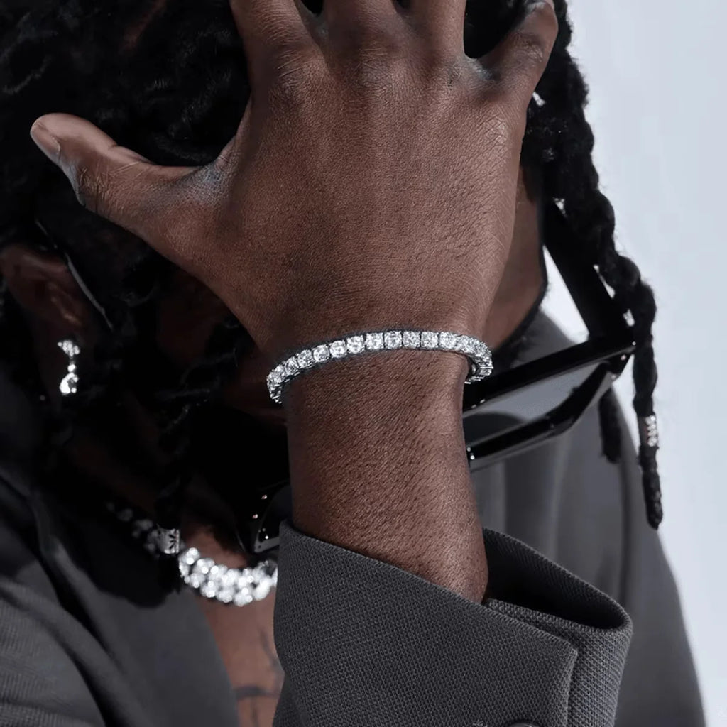 5.0mm White 925 Sterling Silver VVS Moissanite Diamond Tennis Link Chain Bracelet Iced Out Unisex Jewelry Men Women Bracelet