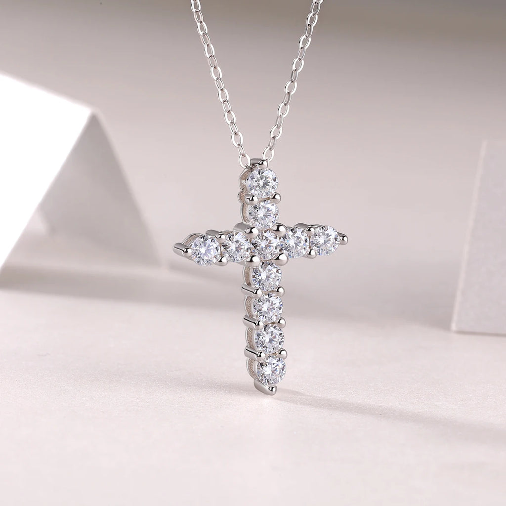 VVS1 Clarity 925 Silver Cross Moissanite Pendant  Fine Jewelry Lab Created GRA Certified D Moissanite Diamond Pendant