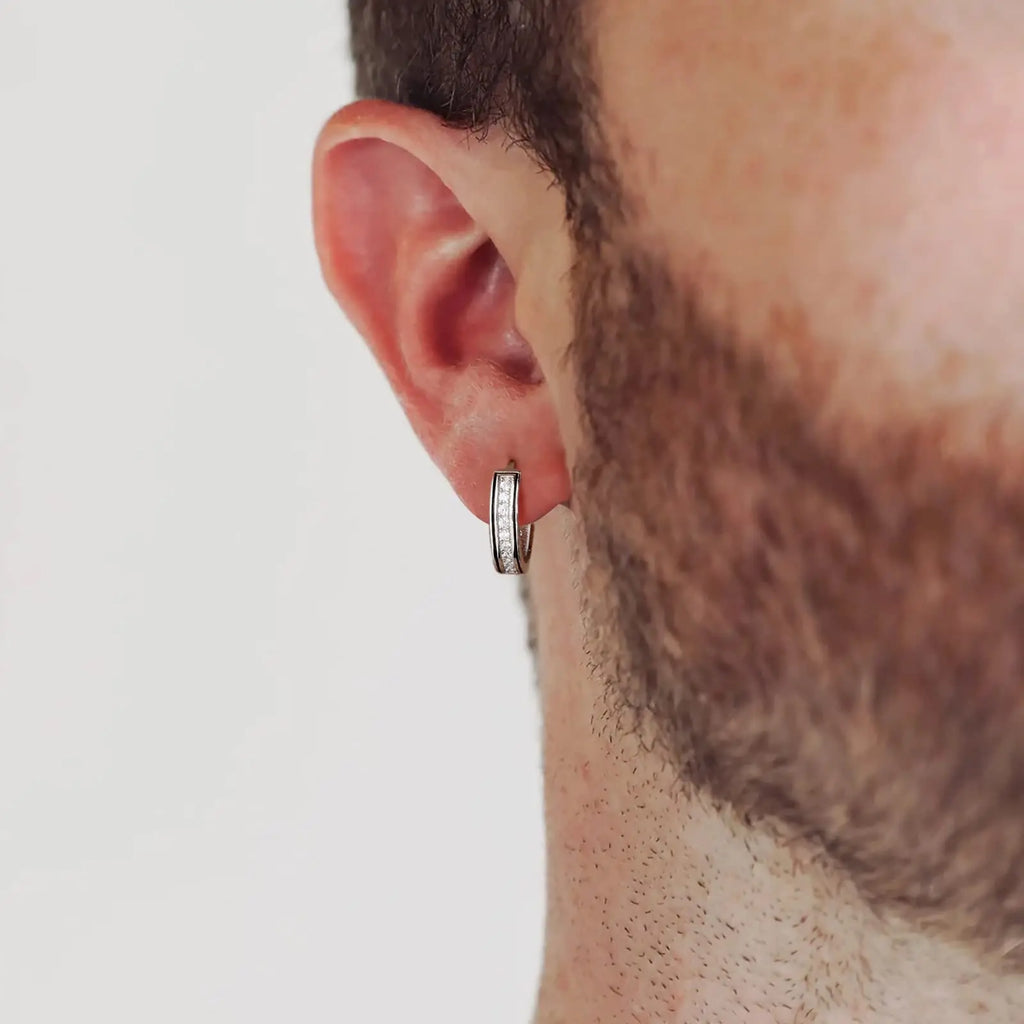 USA Free Ship 14K Gold Plating Hypoallergenic Huggie Cubic Zirconia Sterling Silver 925 Jewellery Women 5A CZ Hoop Earrings Men