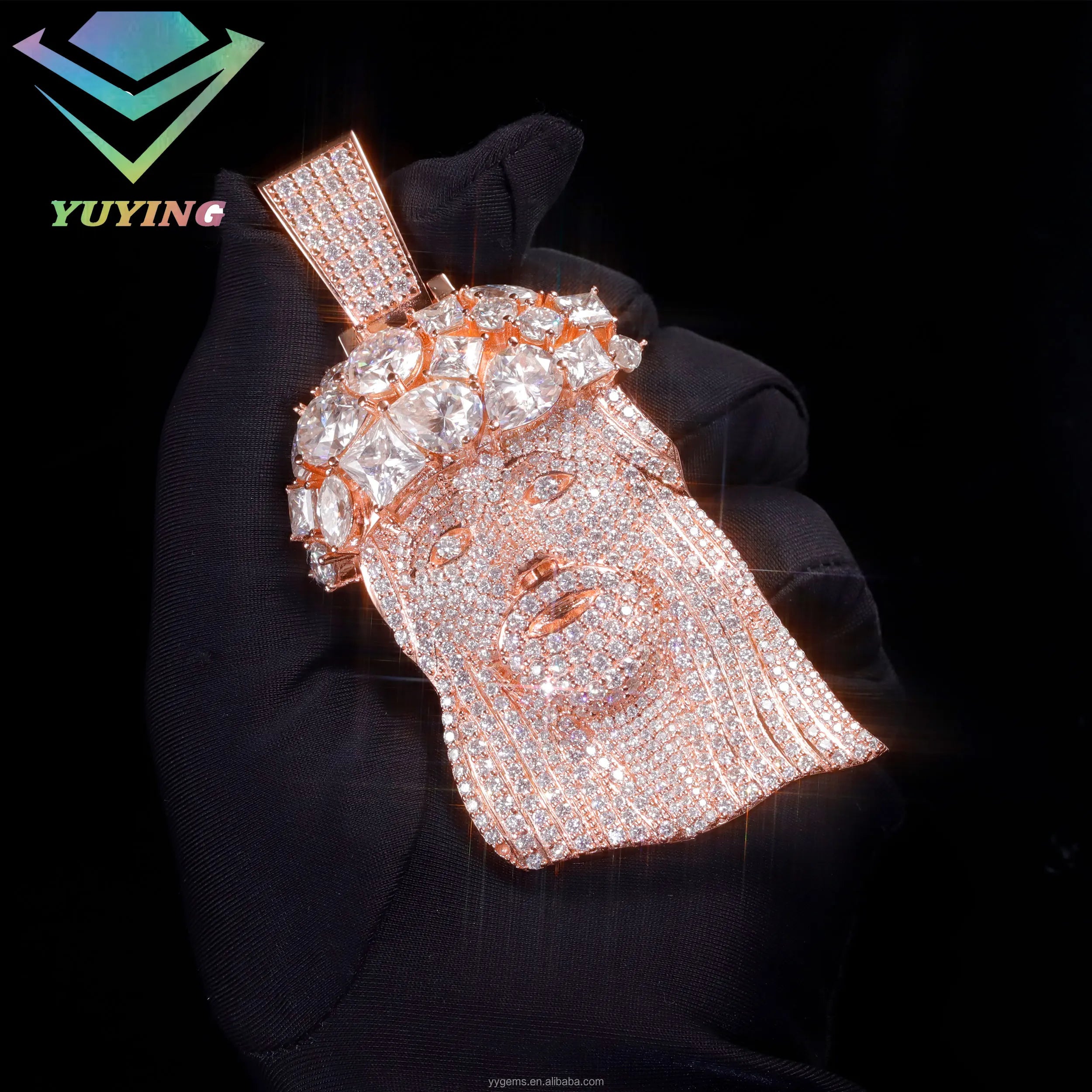 Hot Sell 925 Silver VVS Moissanite Diamond Set Jesus Pendant Men Fashion Hip Hop Jewelry Iced Out Jesus Pendant