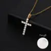 US Local Stock Classic Cross Necklace Simple Stainless Steel Chain Sparkling Zircon Daily Wear Wedding Valentine Birthday Gift
