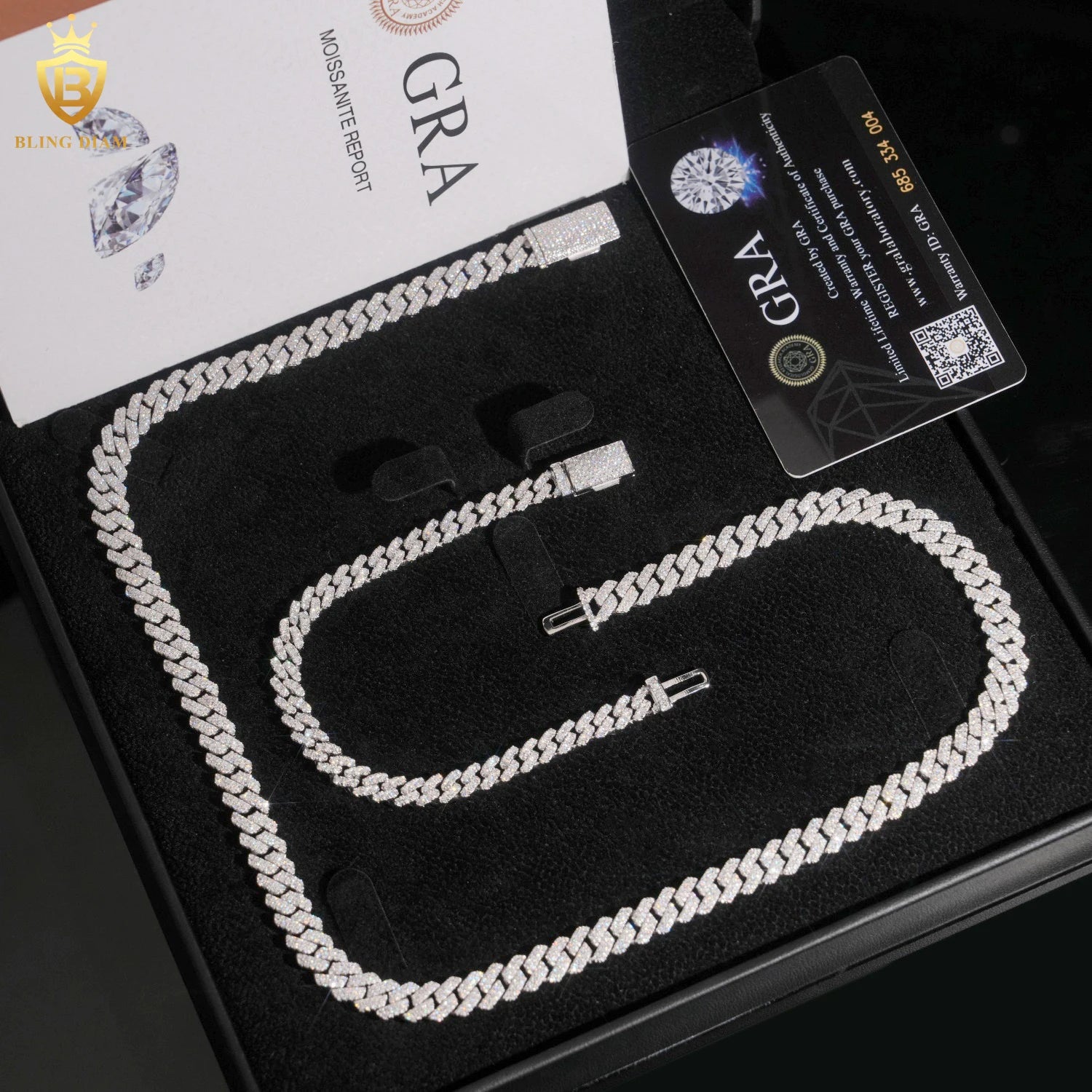 In Stock HipHop Style S925 Moissanite 6mm8mm Cuban Chain Pass Diamond Tester Iced Out  Moissanite Silver Necklace Chain with GRA