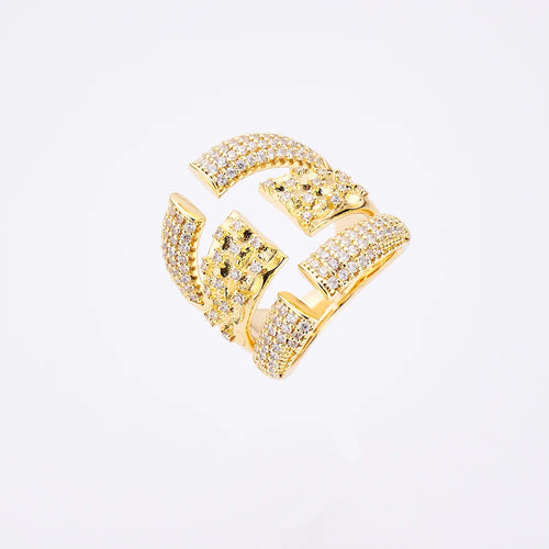 014477 Vintage Style Gold Plated Band Rings Zircon Free Size Ring Hip Hop Good Quality Brass Material Cubic Zirconia Ring
