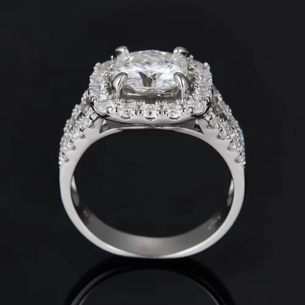 YINHONG S925 Silver Ring with 3.5-carat Moissanite, a Luxurious Wedding Ring for Women, a Moissanite Silver Ring for Proposal