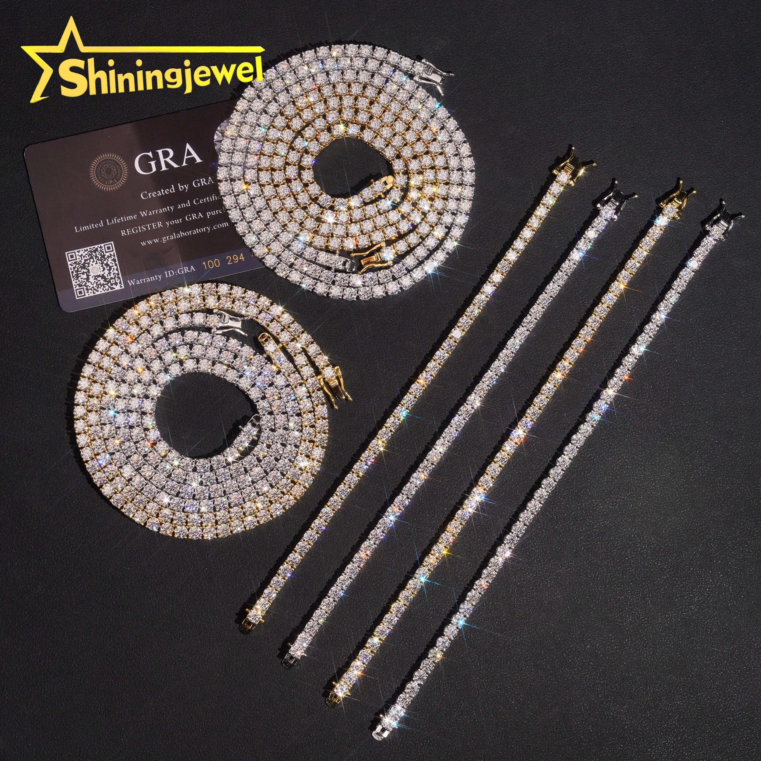 4mm Diamond Fast Shipping USA Warehouse Iced Out Bracelet 925 Silver Hip Hop VVS D Moissanite Jewelry Tennis Chain Necklace