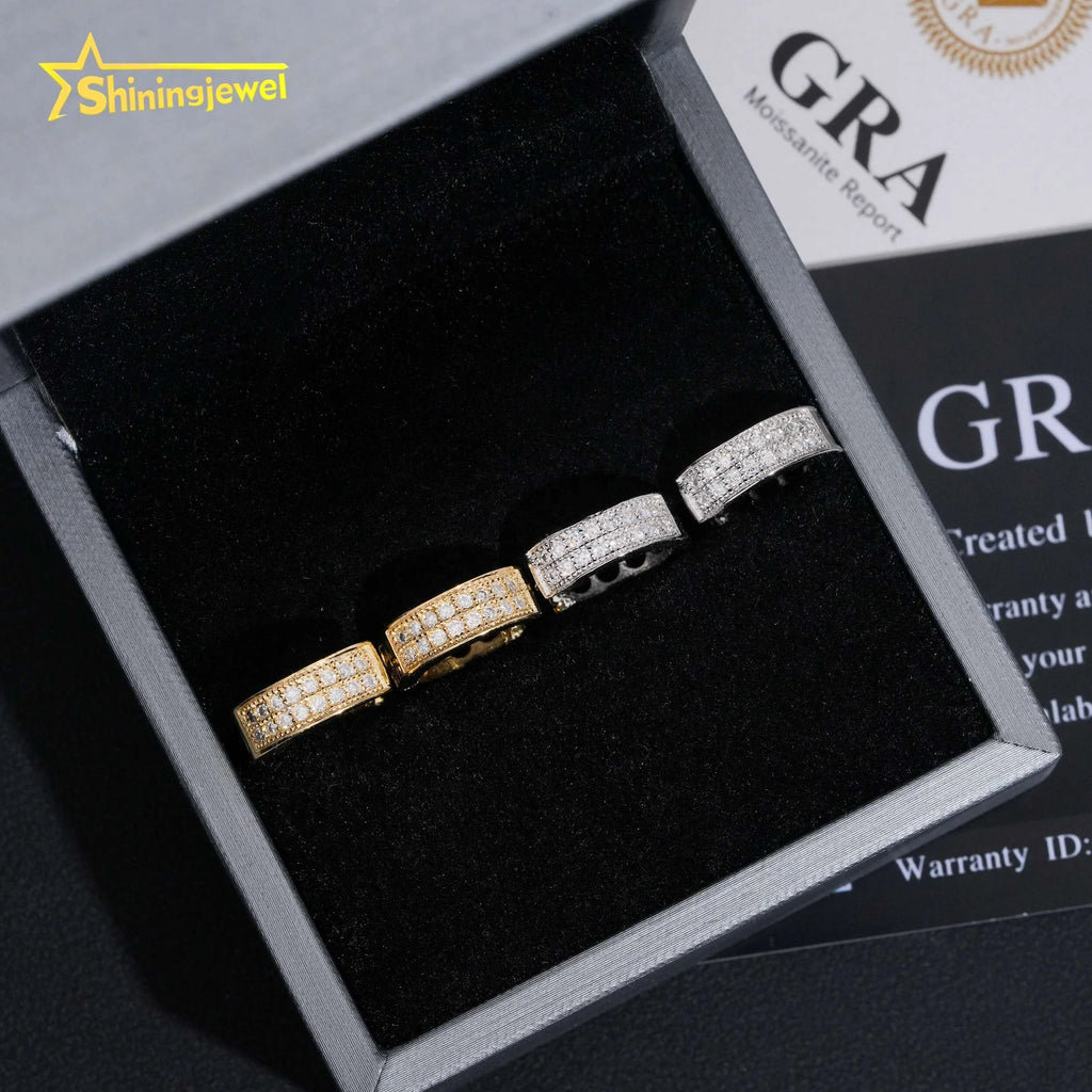 USA Local Stock Hip Hop Iced Out High Quality 925 Sterling Silver Hoop Moissanite Diamond Earrings