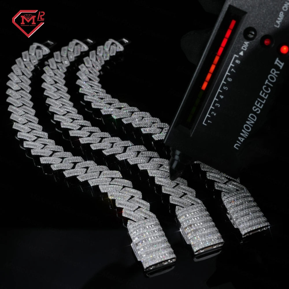 US Stock 15mm Moissanite Cuban Bracelet Jewelry Silver 925 Pass Diamond Test Vvs Iced Out Moissanite Bracelet