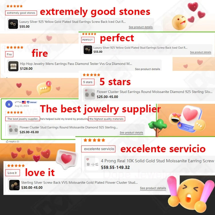 3 Days Dispatch 15mm Moissanite Earrings Real 925 Silver VVS Diamond Men Women Stud Huggies Hoop Earrings