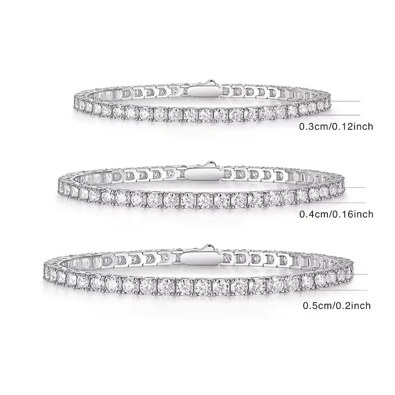 6.5mm 1CT White 925 Sterling Silver VVS Moissanite Diamond Tennis Link Chain Bracelet Iced Out Unisex Jewelry Men Women Bracelet