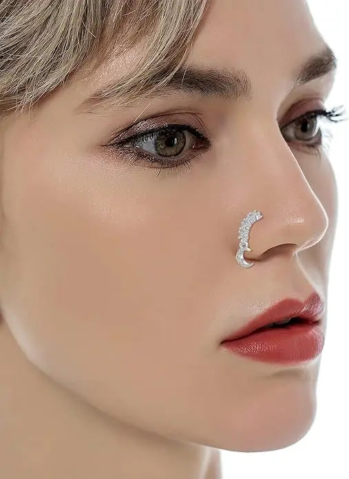 10Pcs Dangle Nose Rings Hoop Butterfly Heart Moon Flower Star CZ Cartilage Earring Dangling Nose Body Piercing Jewelry 20G