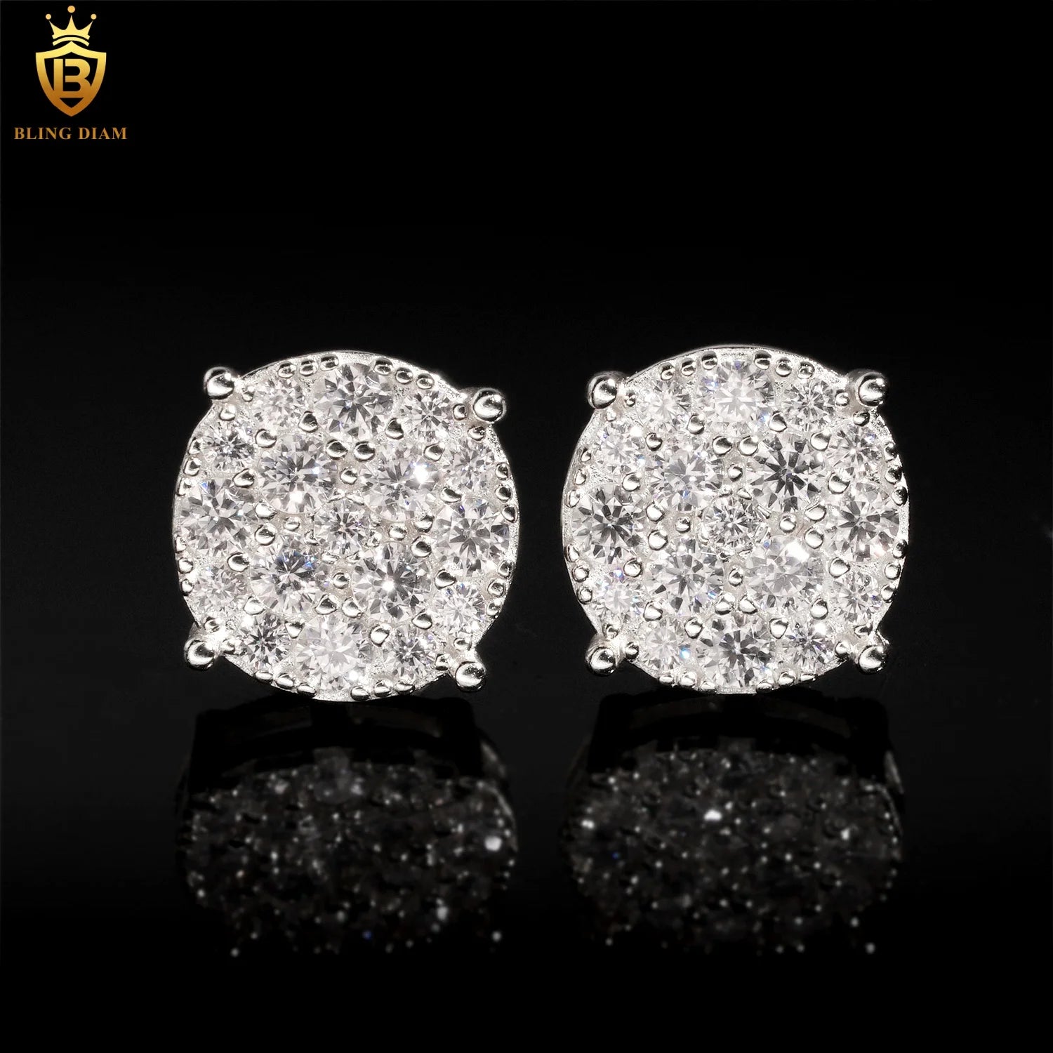 New Arrival 9.8mm Moissanite Diamond Earrings with GRA 925 Sterling Silver Hiphop Stud Earrings Set for Unisex in USA Warehouse