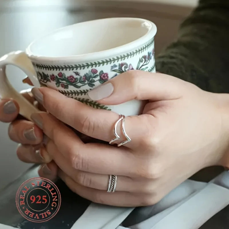 3PCS 925 Sterling Silver Knuckle Rings for Women Minimalist Thin Stacking Rings Set Midi Pinky Ring Size 2.5-8.5