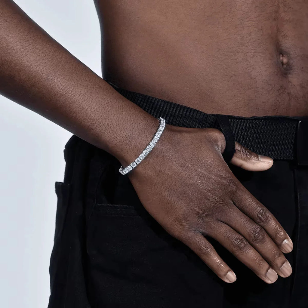 6.5mm 1CT White 925 Sterling Silver VVS Moissanite Diamond Tennis Link Chain Bracelet Iced Out Unisex Jewelry Men Women Bracelet