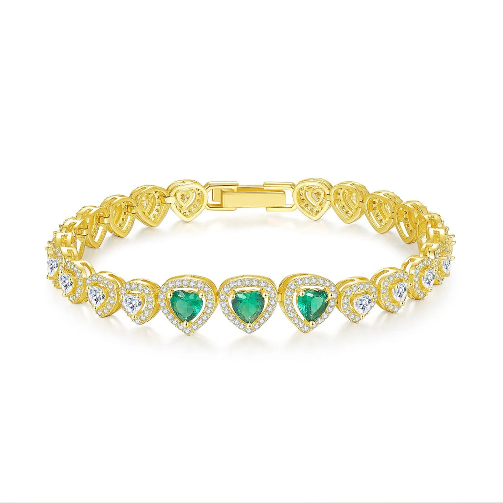 Gold Plated Chain Bracelet Women's Fashion Bracelet 14K 18K Gold CZ Zirconia Zircon Heart Emerald Women Tennis Bracelet Link