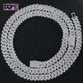 USA Stock 15mm Cuban Link Chain Hip Hop 925 Silver Inner Baguette Cut Iced Out Necklace Moissanite Cuban Chain