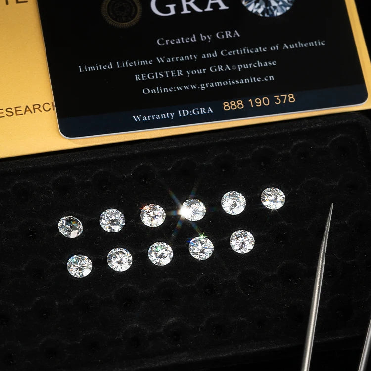 Goldleaf USA Local Stock GRA Moissanite Loose Gems G-VVS1 Round Brilliant Cut 5PC/Box  Moissanite for Jewelry Making