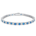Gold Plated Chain Bracelet Women's Fashion Bracelet 14K Gold CZ Zirconia Zircon Blue Women Tennis Bracelet Hand Link