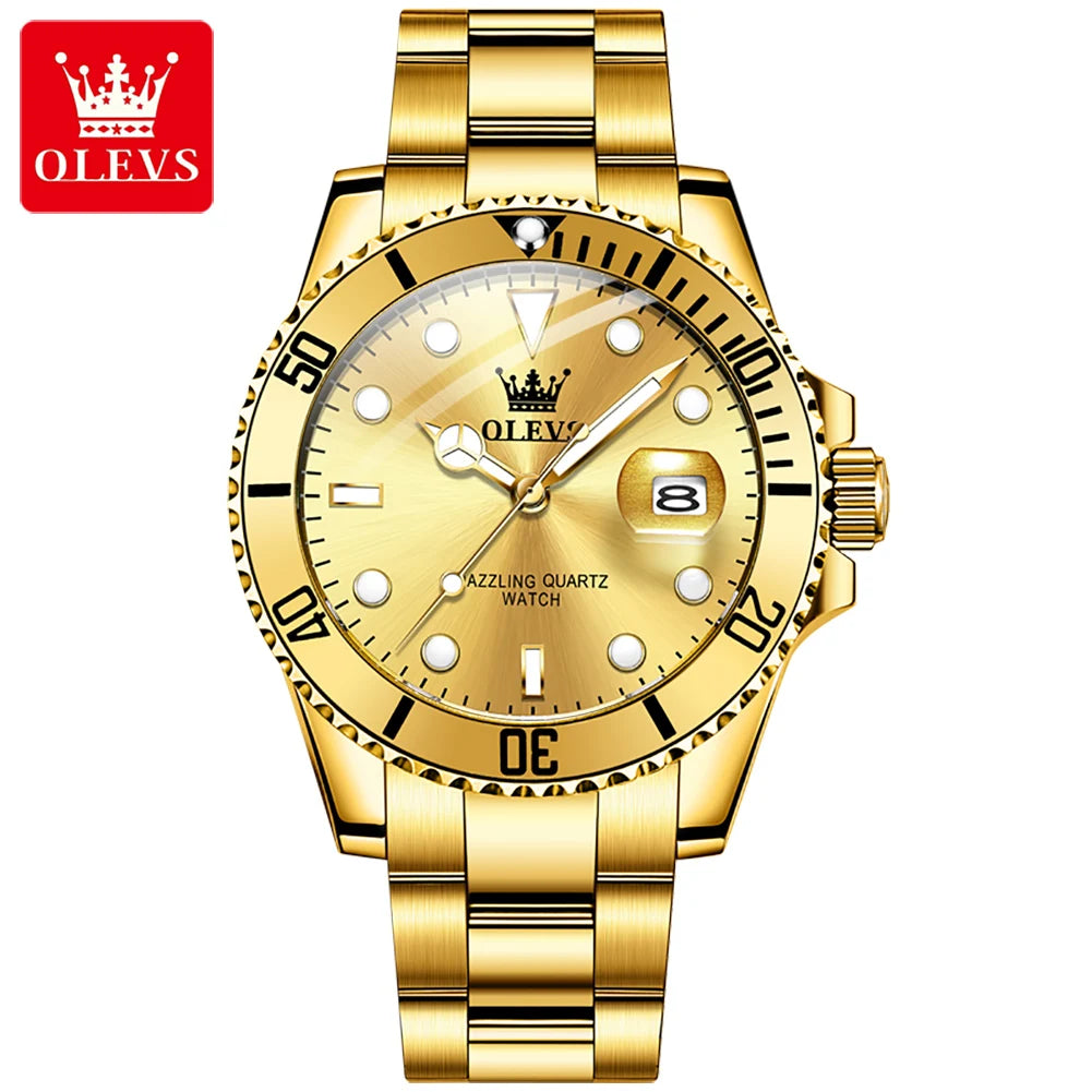 OLEVS 5885 Oem Hot Sale Product Watch Men Stainless Steel Band Watch Fashion Calendar Quartz Strap Mens Wrist Watch