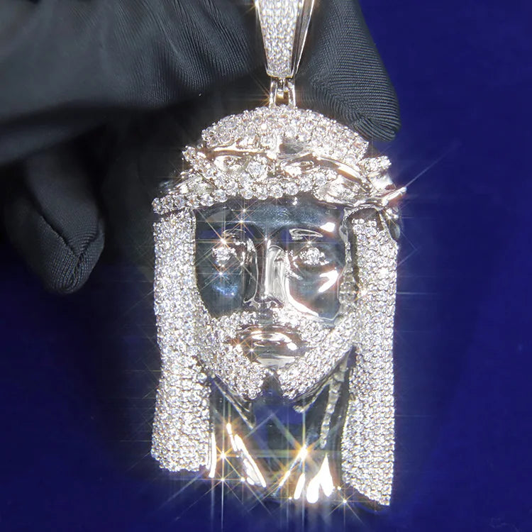 Hot Sell 925 Silver VVS Moissanite Diamond Set Jesus Pendant Men Fashion Hip Hop Jewelry Iced Out Jesus Pendant