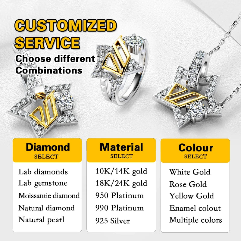 Fine Jewellery Women's Sterling Silver 925 Engagement Wedding Ring 1.5CT Moissanite Ring with Certificate Valentine's Day Gift