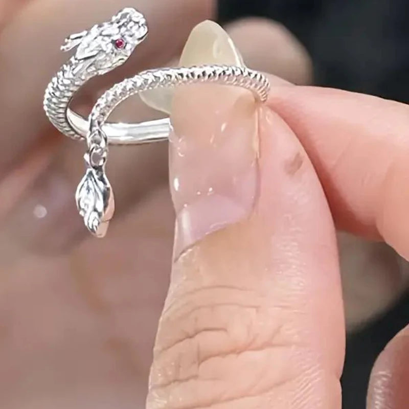 Punk Adjustable Fine Rings Dragon Design Cubic Zirconia Copper Rings for Women Men Symbol of Power and Fortune