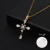US Local Stock Classic Cross Necklace Simple Stainless Steel Chain Sparkling Zircon Daily Wear Wedding Valentine Birthday Gift