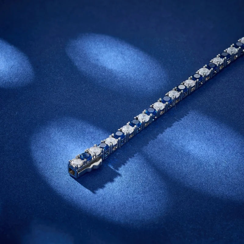 Gold Plated Chain Bracelet Women's Fashion Bracelet 14K Gold CZ Zirconia Zircon Blue Women Tennis Bracelet Hand Link