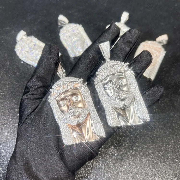 Hot Sell 925 Silver VVS Moissanite Diamond Set Jesus Pendant Men Fashion Hip Hop Jewelry Iced Out Jesus Pendant