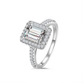 925 Sterling Silver GRA Certified 6*8mm 2CT Emerald Cut Moissanite Engagement Ring for Women