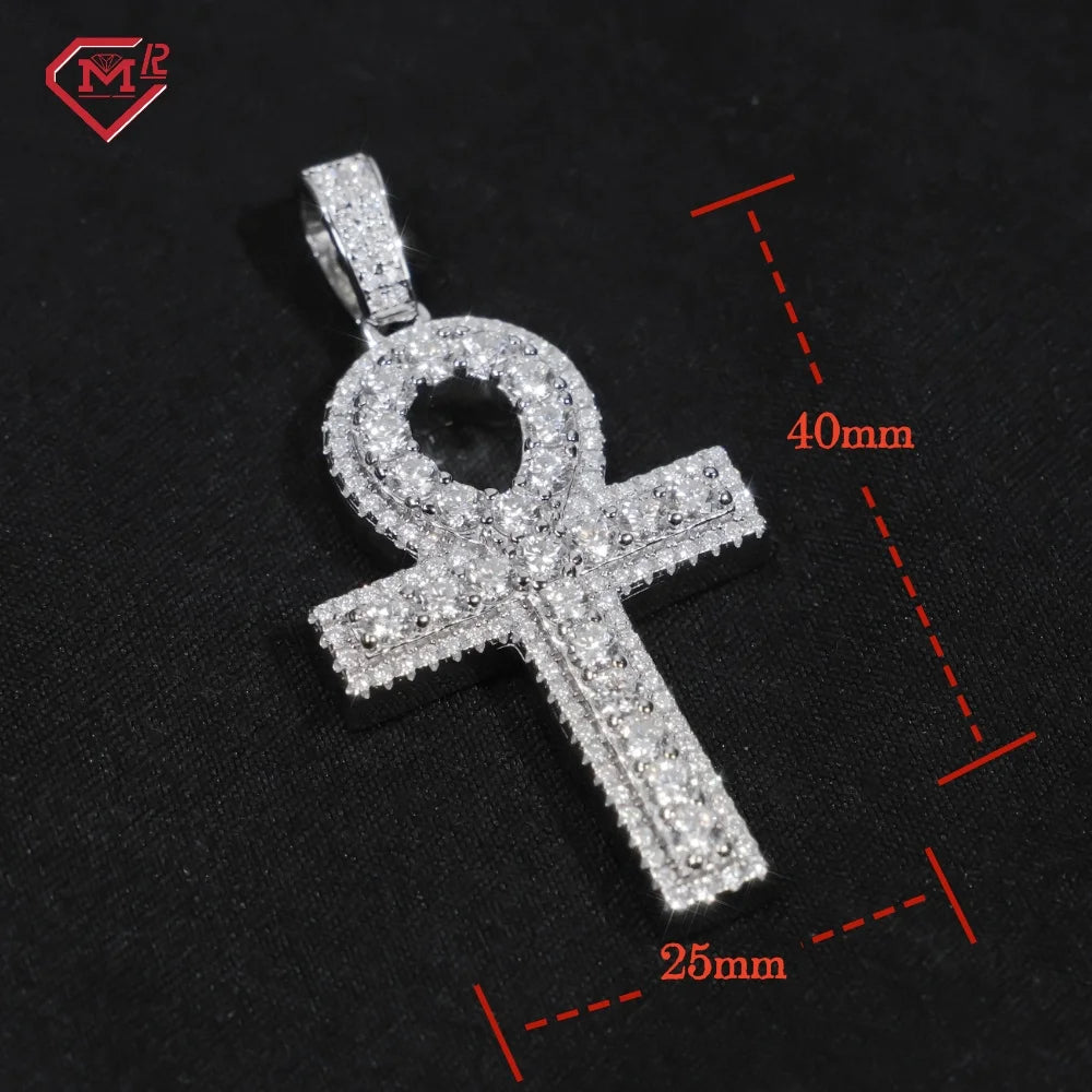 Shipment 3 Days Moissanite Cross Pendant Ankh VVS Diamond Jewelry 925 Silver Hiphop Moissanite Pendant