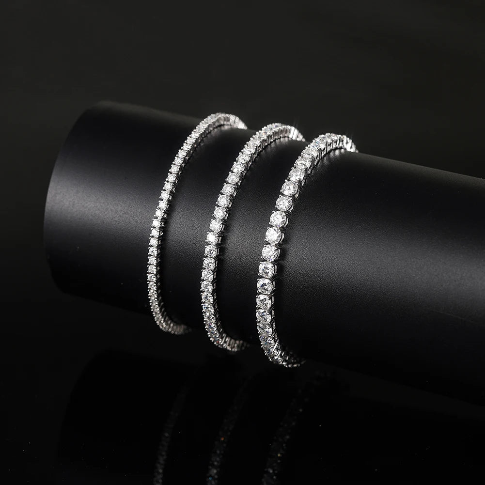 Shipping From US Warehouse SMOB01 Luxury 925 Sterling Silver VVS Color 3MM Moissanite Diamond Tennis Bracelet for Women Men