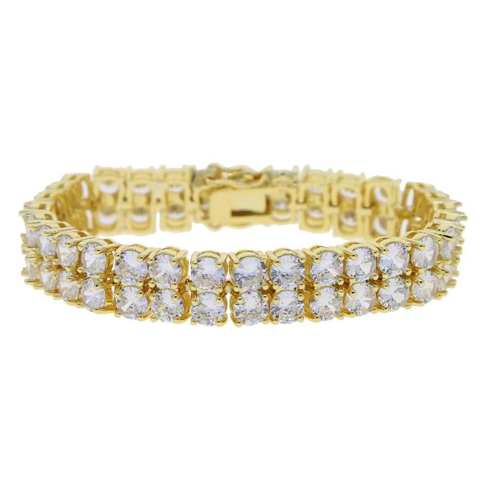 5mm 5A Cubic Zirconia Cz Iced Out Bling Sparking Women Double Row Tennis Bracelet