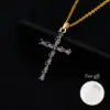 US Local Stock Classic Cross Necklace Simple Stainless Steel Chain Sparkling Zircon Daily Wear Wedding Valentine Birthday Gift
