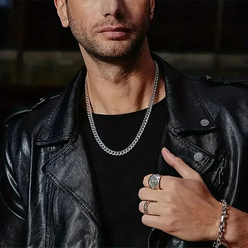 3pcs Men's Cuban Link Chain Set 3.5/ 5/7mm Fashion Chains Necklaces Stainless Steel Hip Hop Punk Jewelry for Men