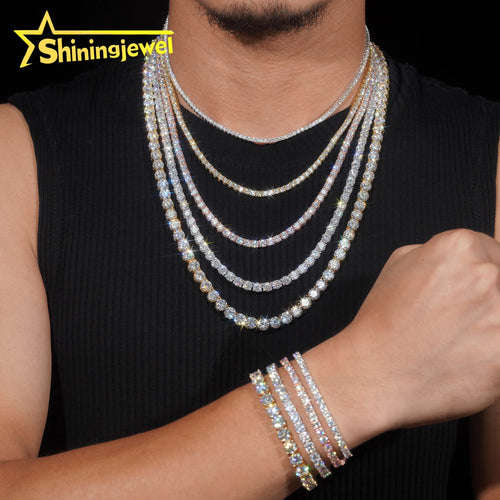 4mm Diamond Fast Shipping USA Warehouse Iced Out Bracelet 925 Silver Hip Hop VVS D Moissanite Jewelry Tennis Chain Necklace