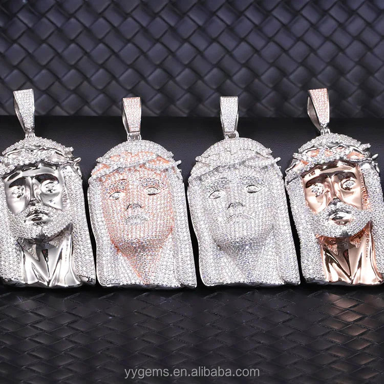 Hot Sell 925 Silver VVS Moissanite Diamond Set Jesus Pendant Men Fashion Hip Hop Jewelry Iced Out Jesus Pendant