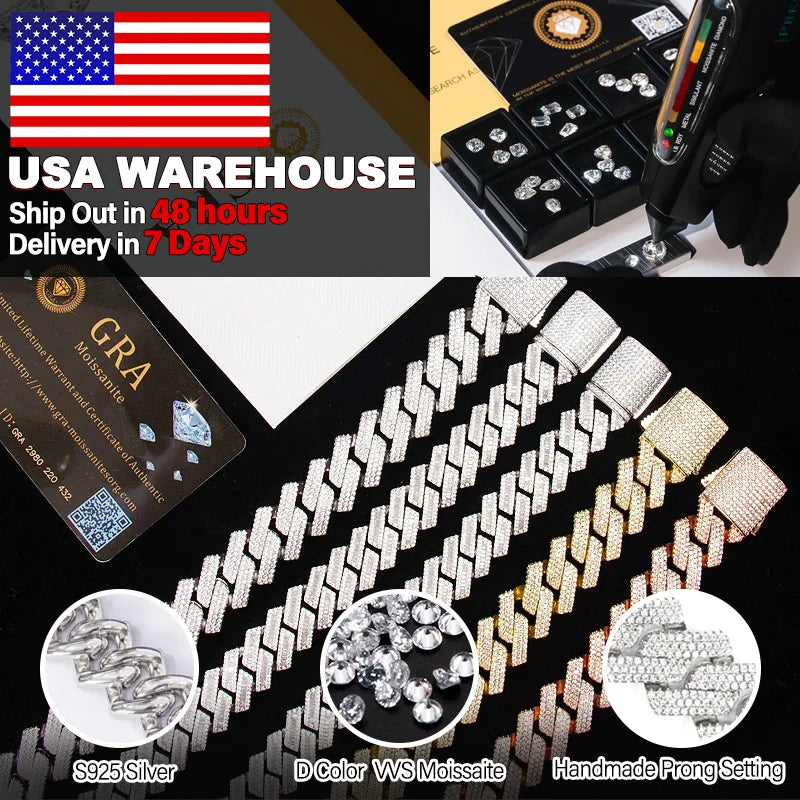 Goldleaf USA Local Stock GRA Moissanite Loose Gems G-VVS1 Round Brilliant Cut 5PC/Box  Moissanite for Jewelry Making