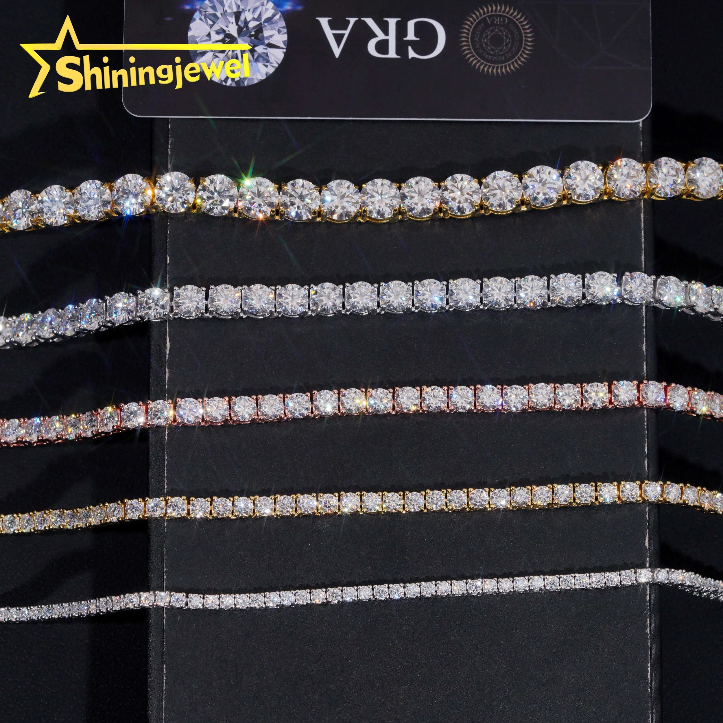 4mm Diamond Fast Shipping USA Warehouse Iced Out Bracelet 925 Silver Hip Hop VVS D Moissanite Jewelry Tennis Chain Necklace