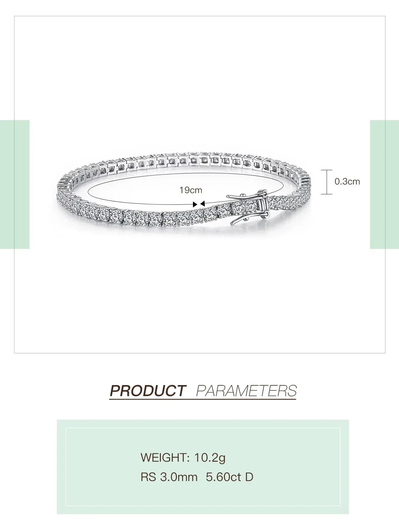 Aivenchy S925 Sterling Silver Rhodium Plated Chain Bracelet Luxury Moissanite Women Tennis Bracelet