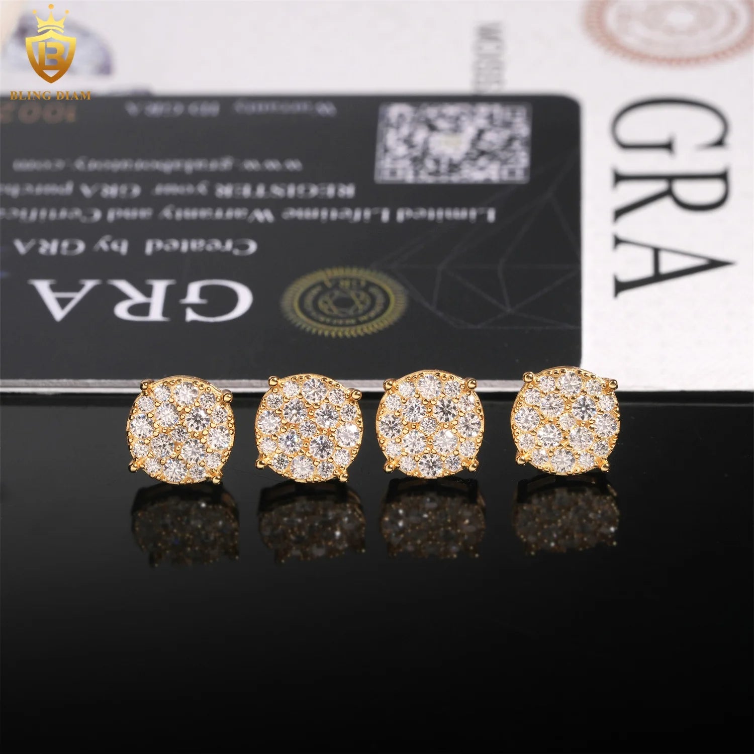New Arrival 9.8mm Moissanite Diamond Earrings with GRA 925 Sterling Silver Hiphop Stud Earrings Set for Unisex in USA Warehouse