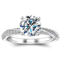 Fine Jewellery Women's Sterling Silver 925 Engagement Wedding Ring 1.5CT Moissanite Ring with Certificate Valentine's Day Gift