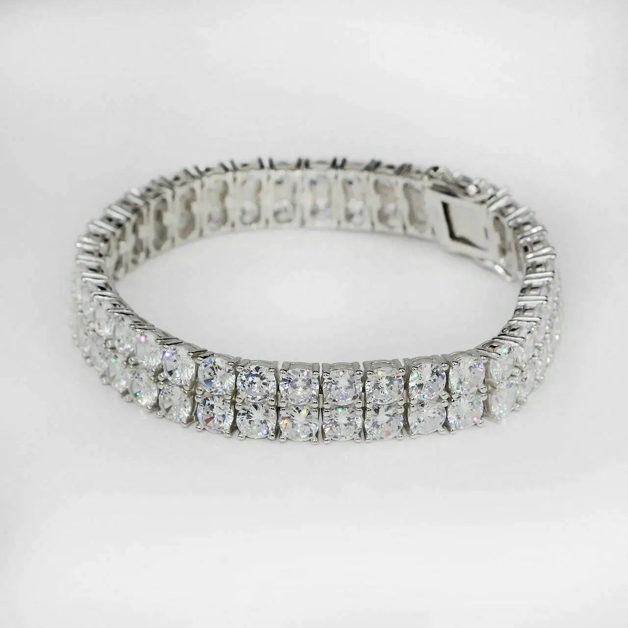 5mm 5A Cubic Zirconia Cz Iced Out Bling Sparking Women Double Row Tennis Bracelet