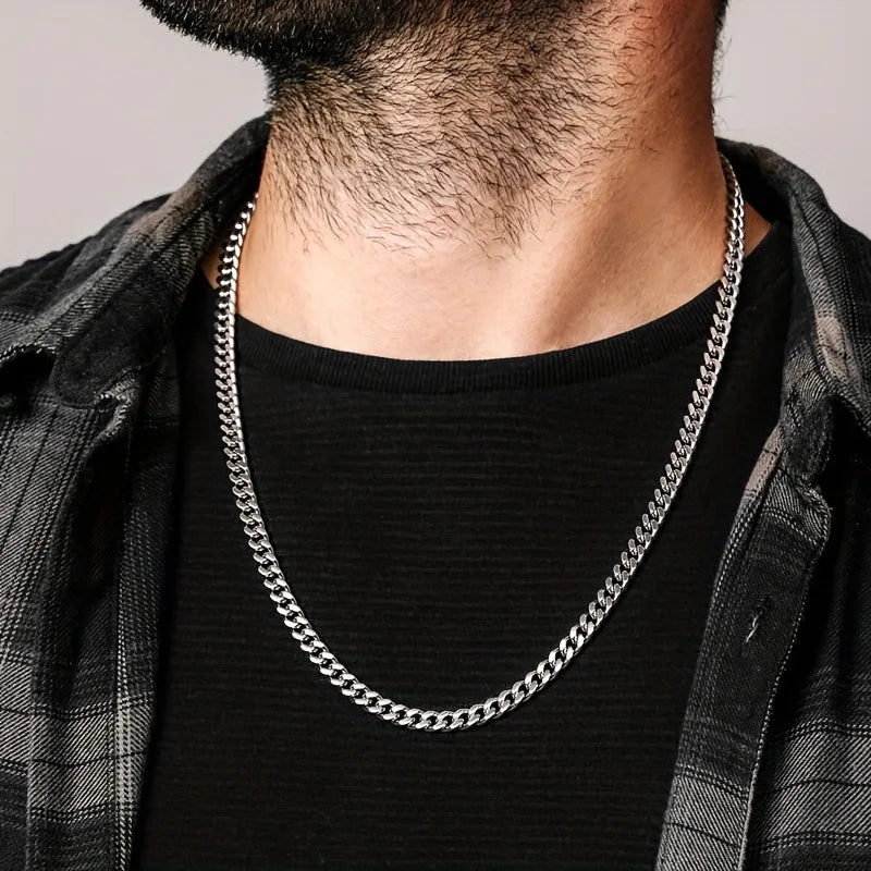 2pcs 5/7mm Fashion Chains Necklaces Stainless Steel Cuban Link Necklace for Men Hip Hop Punk Jewelry