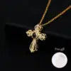 US Local Stock Classic Cross Necklace Simple Stainless Steel Chain Sparkling Zircon Daily Wear Wedding Valentine Birthday Gift