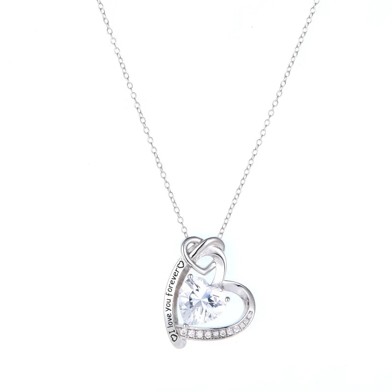 Double Heart Necklace 925 Sterling Silver Mom Love Heart Pendant Necklace for Mother Grandma Wife Birthday Jewelry Gifts