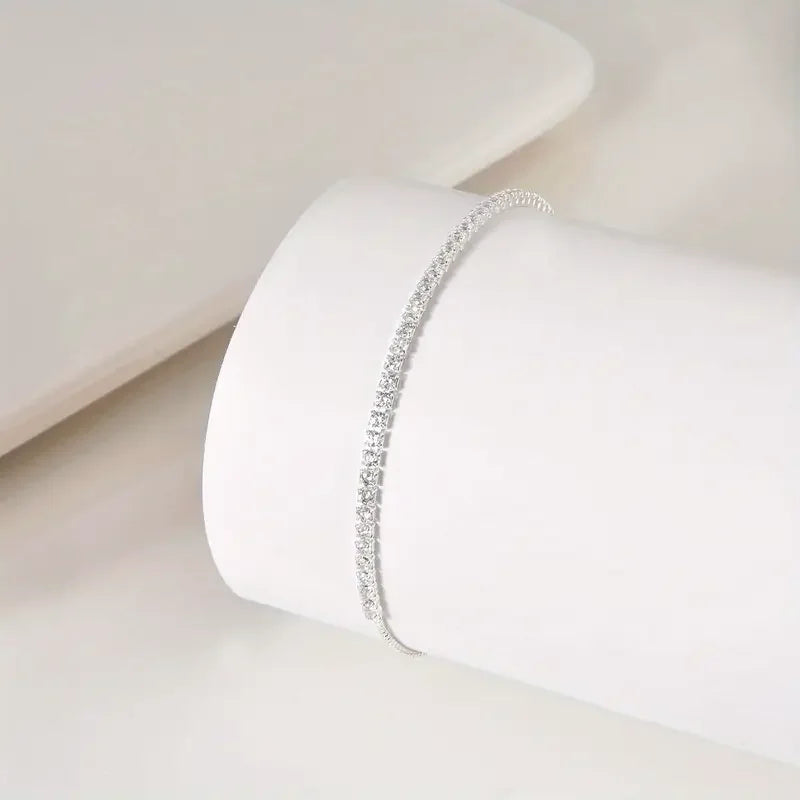925 Sterling Silver Bracelet Fine Jewelry Cubic Zirconia Tennis Bracelet Adjustable  for Women