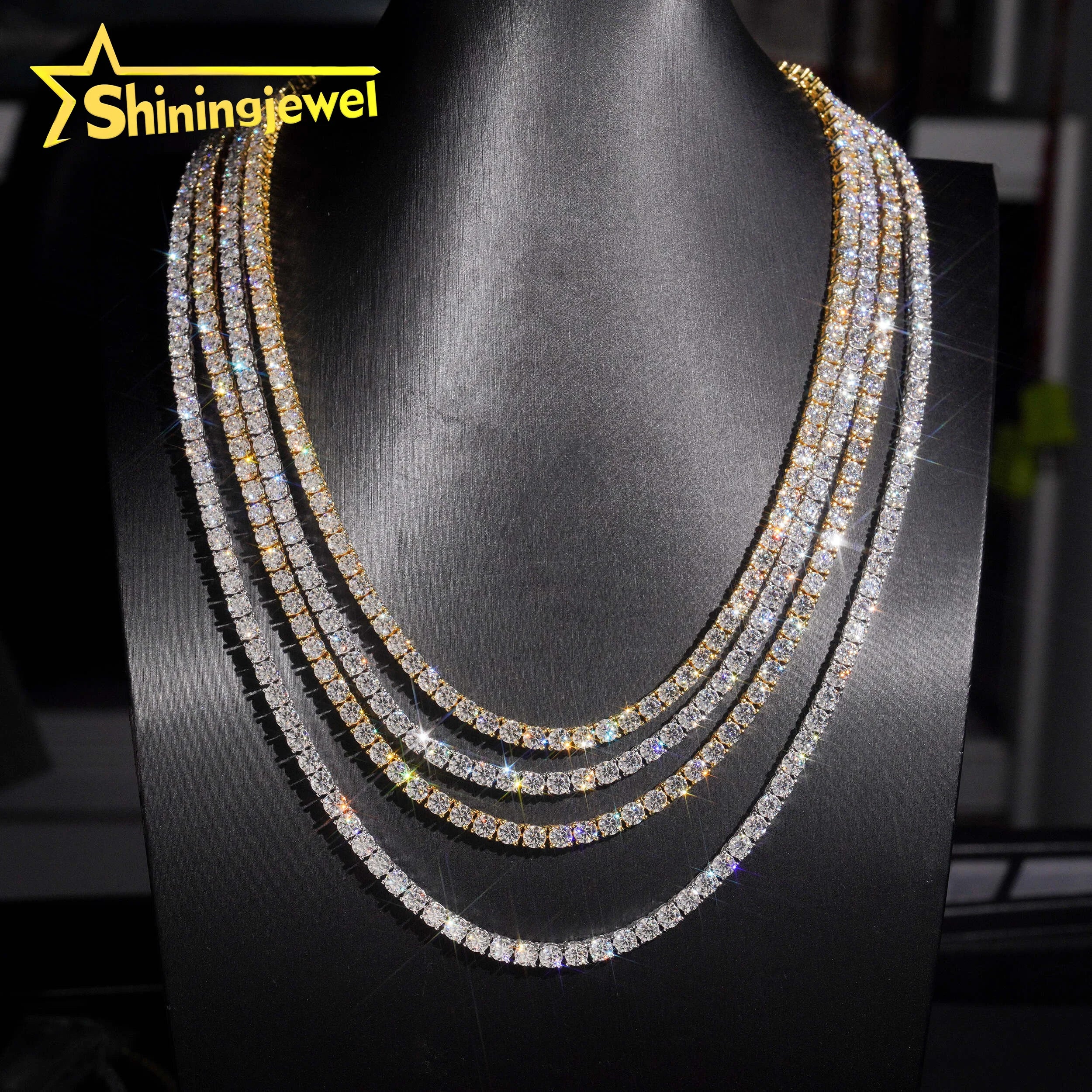 4mm Diamond Fast Shipping USA Warehouse Iced Out Bracelet 925 Silver Hip Hop VVS D Moissanite Jewelry Tennis Chain Necklace
